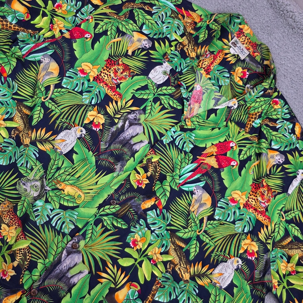 Vintage Aloha Republic Jungle Animal Print Shirt Mens 4XL  Made in USA
